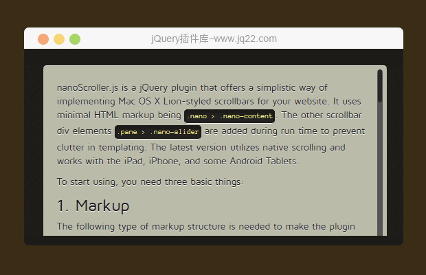 jQuery仿Mac OS X Lion 系统滚动条插件nanoScroller.js