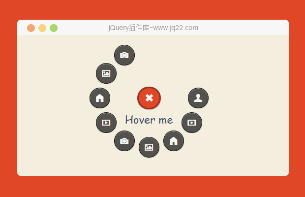 jquery环状图标菜单插件鼠标悬停环状排列图标菜单代码