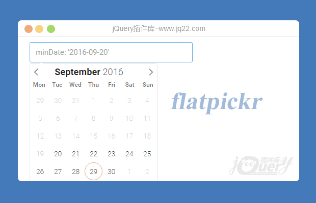 美观强大的日期时间选择器插件flatpickr