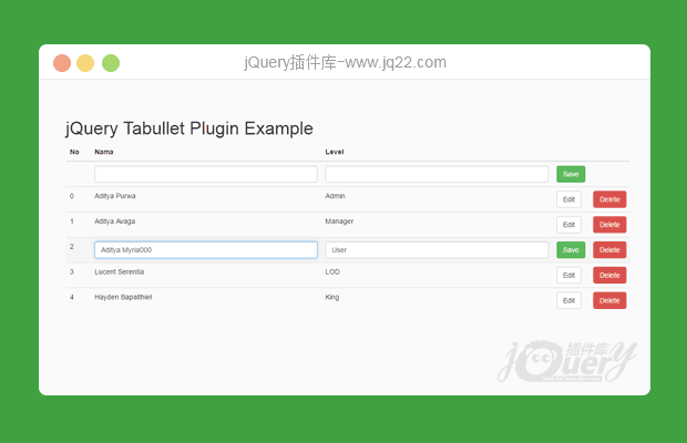 jQuery表格数据增删改插件Tabullet.js