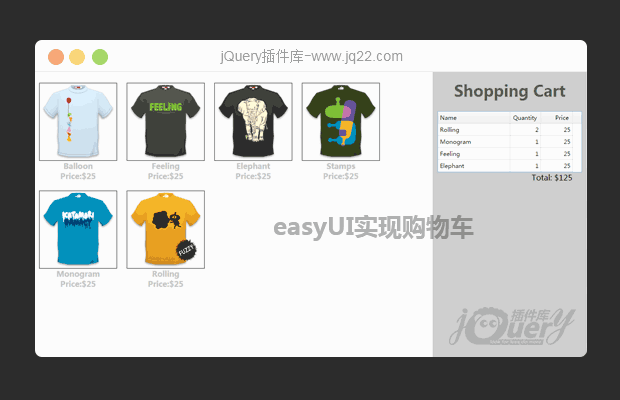 easyUI实现拖拽添加到购物车
