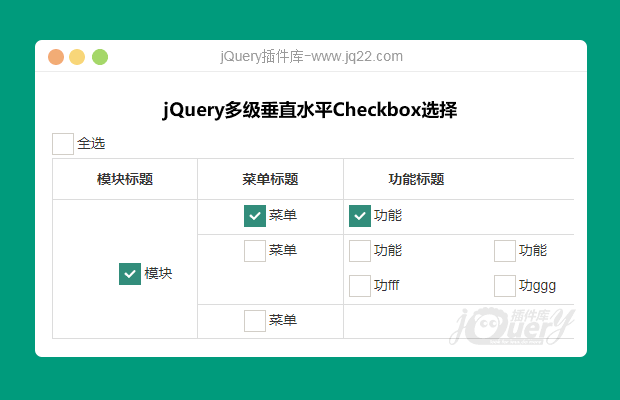 jQuery多级垂直水平Checkbox选择