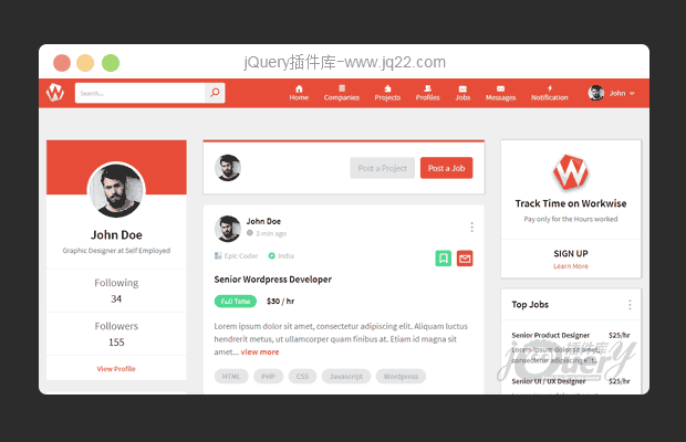 jQuery Bootstrap博客类网站模板