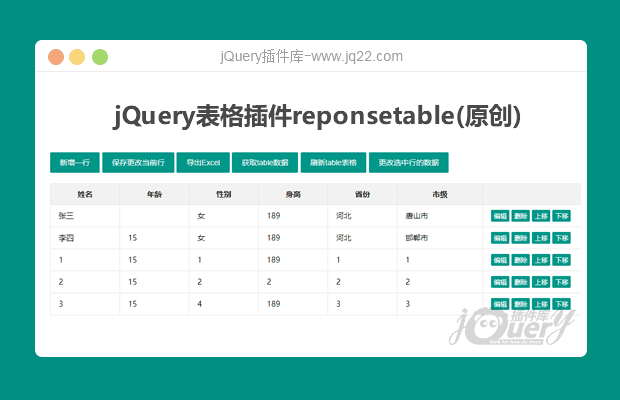 jQuery表格插件reponsetable(原创)