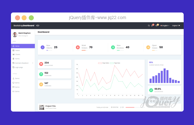 jQuery Bootstrap响应式后台管理网站模板