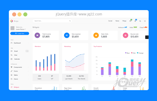 jquery bootstraps响应式社交类后台管理模板