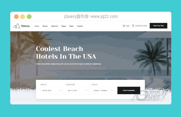 jquery bootstraps响应式旅游度假酒店类网站模板