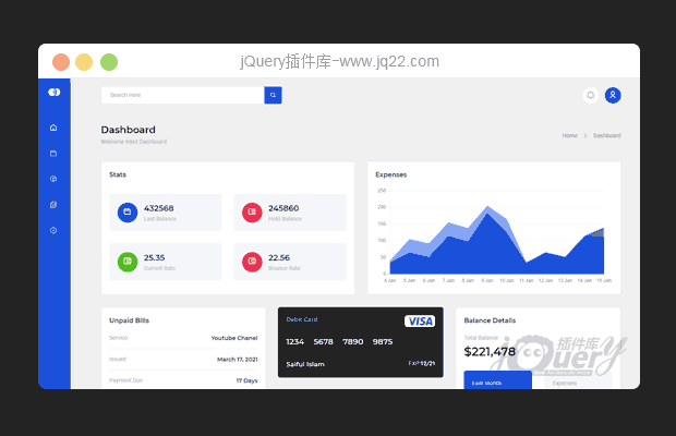 jQuery bootstraps响应式后台仪表盘管理模板