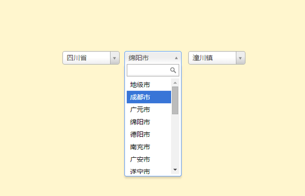 Select2 实现的省市区三级联动