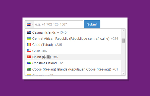 jQuery国际电话输入插件