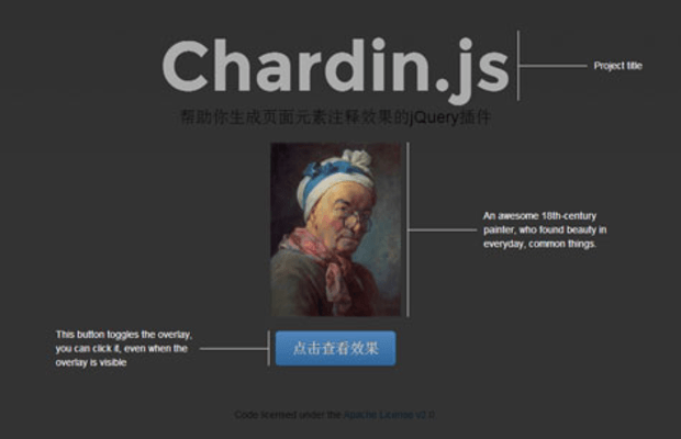 超棒的悬浮层式的页面元素注解jQuery插件 - Chardin.js